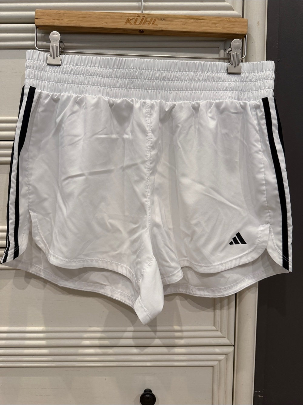women’s adidas White Athletic Shorts with Black Side Stripes